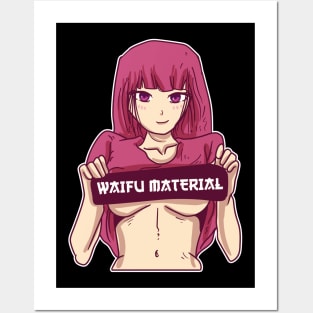 Waifu Material Hentai Merch Anime Girl Otaku Gift Anime Posters and Art